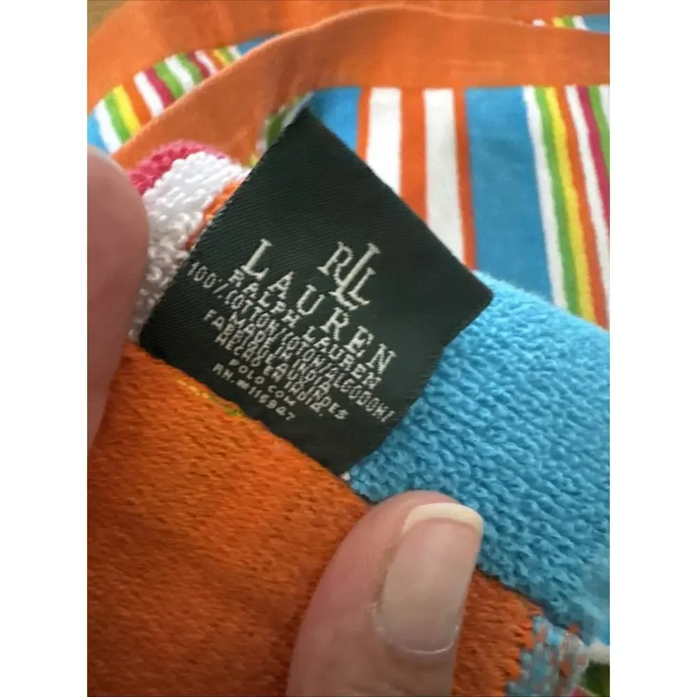 VTG Lauren Ralph Lauren Beach Pool Towel Striped Multicolor Regatta EUC